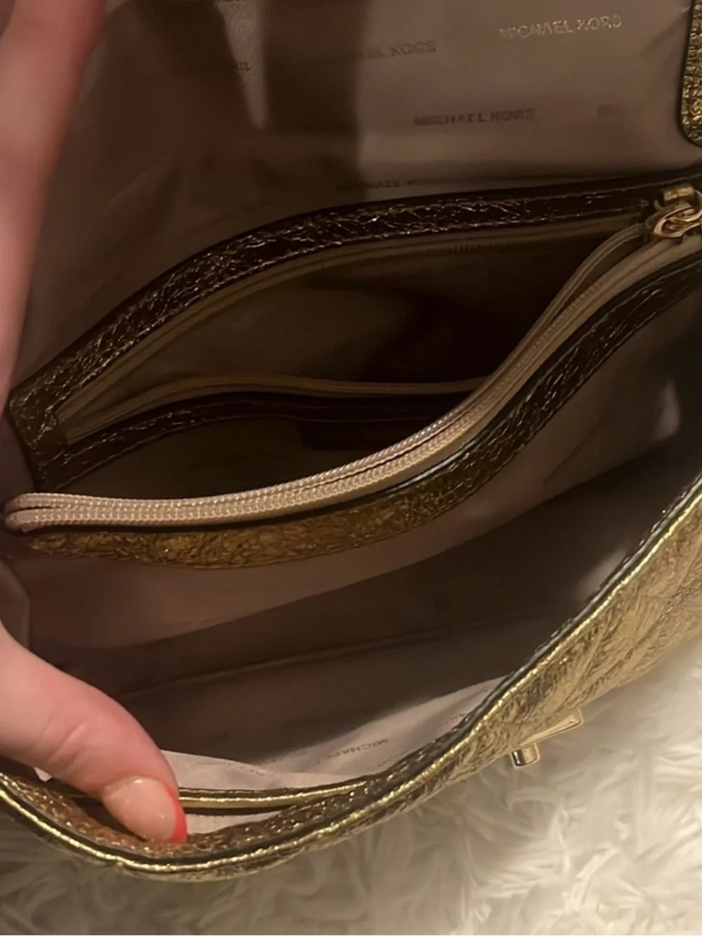 Michael Kors Metallic Gold Quilted Sloan Bag with Chain Strap